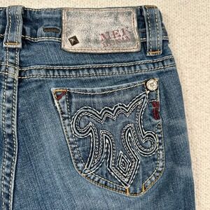 Mek‎ Denim Osaka Straight Leg Jeans Womens 27x34 (27x30.5) Low Rise Embroidered